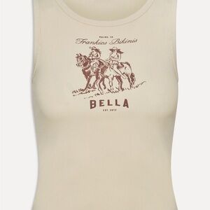 Frankie's Bikinis Cream Ribbed Bella Graphic Tank